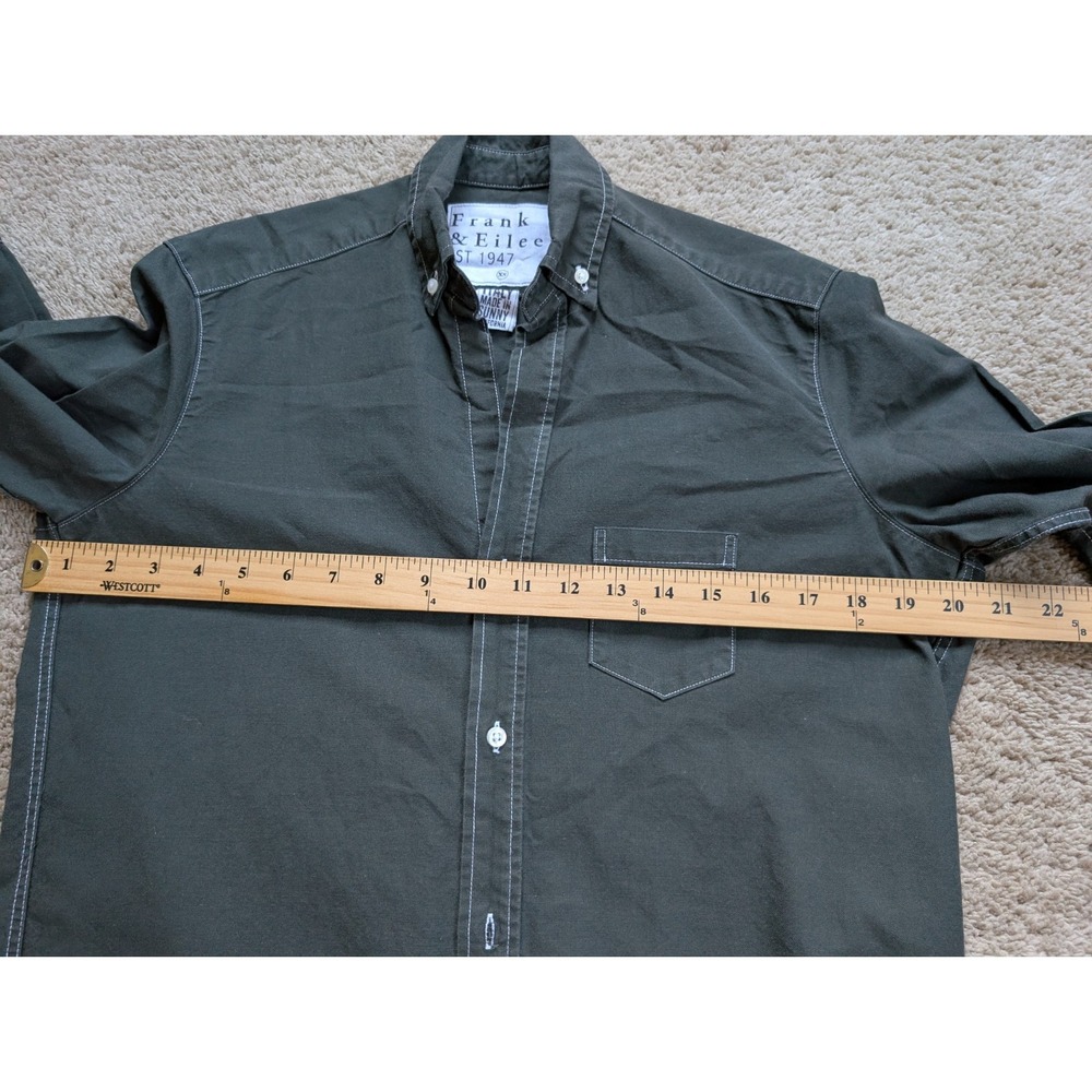 Frank‎ & Eileen Mary Shirt Dress Womens XS Olive Green USA Made 100% Cotton - Picture 5 of 7